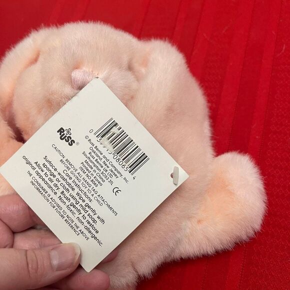 Vintage Russ Cuddle Company Rattle Mennington Pink Bunny Plush Puppet LARGE 16" - Picture 5 of 12